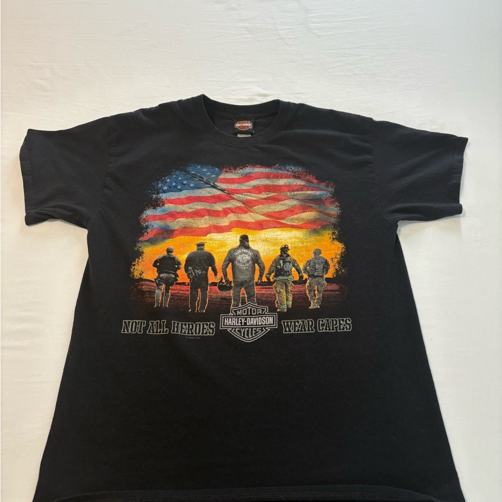 Harley-Davidson Black Short Sleeve Tee with Sunset Design